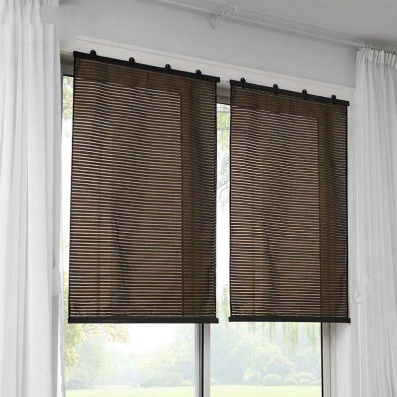 Balcony Window Sunshade Sunscreen Curtain Shutter Partition Purdah(Brown)