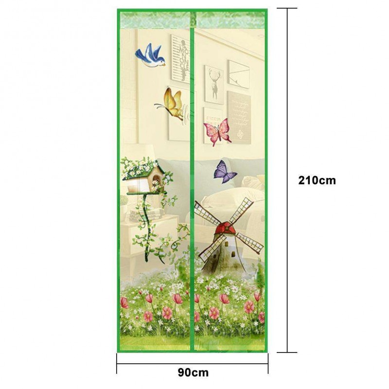 Magnetic Curtains Door Screen Anti-Mosquito Curtain Mosquito Net(Green)