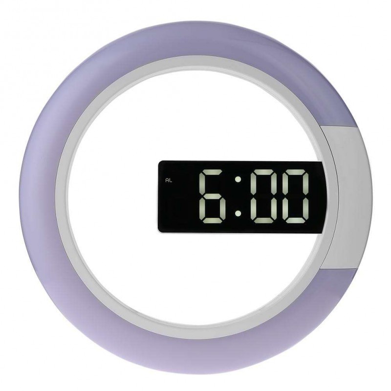 12 Inch Round RGB Mirror Hanging Wall Clock w/Temperature Alam(White LED)