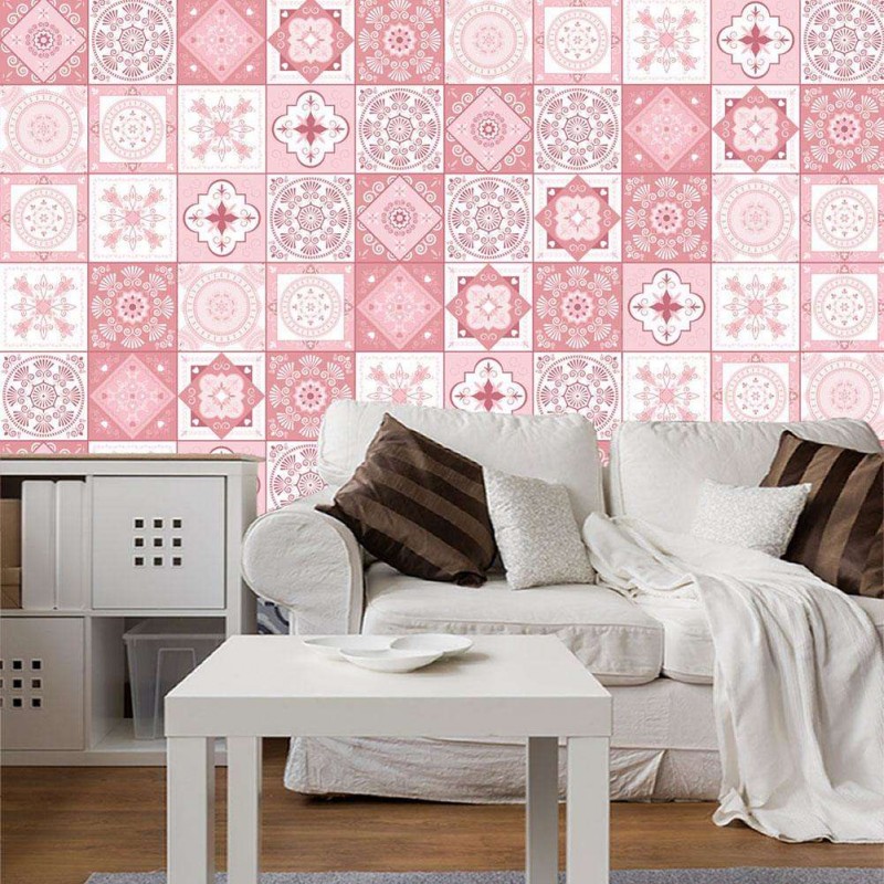 European Retro Flower Pattern Self-adhesive Tiles Wall Stickers Decals(B)