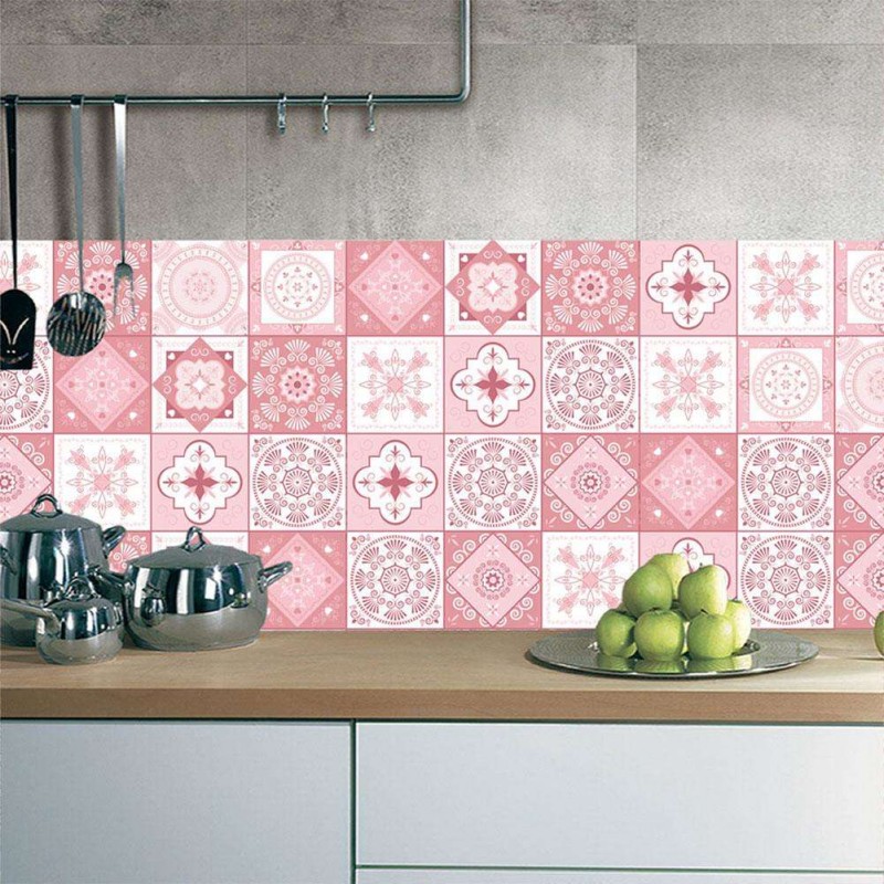 European Retro Flower Pattern Self-adhesive Tiles Wall Stickers Decals(B)