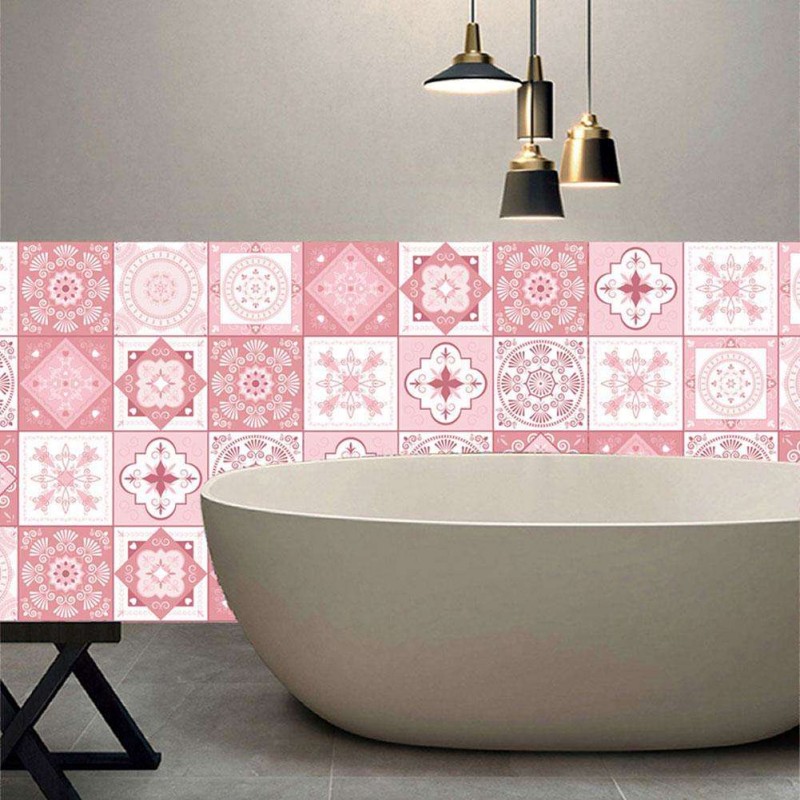 European Retro Flower Pattern Self-adhesive Tiles Wall Stickers Decals(B)