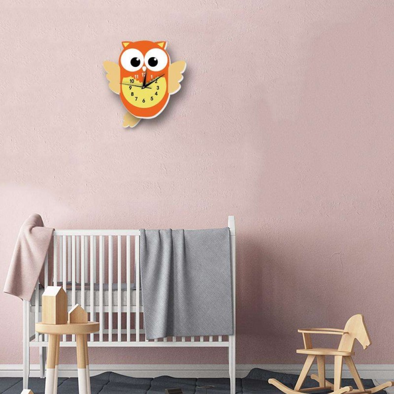 Cartoon Animal Wooden Wall Clock Bedroom Living Room Silent Hanging Clock