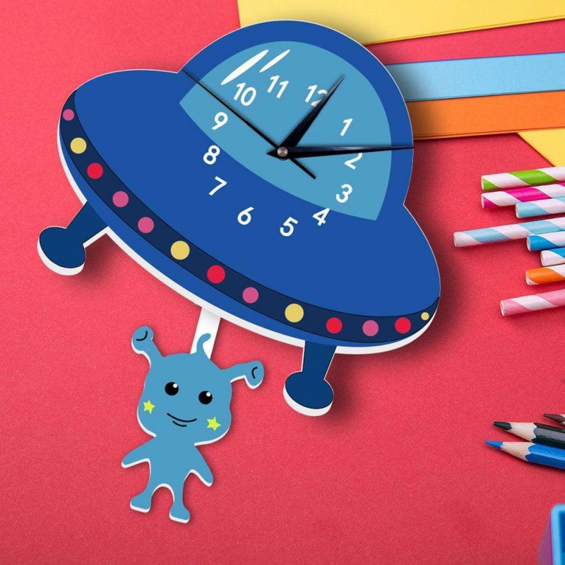 Cute Kids Cartoon Alien Wall Clock Child...