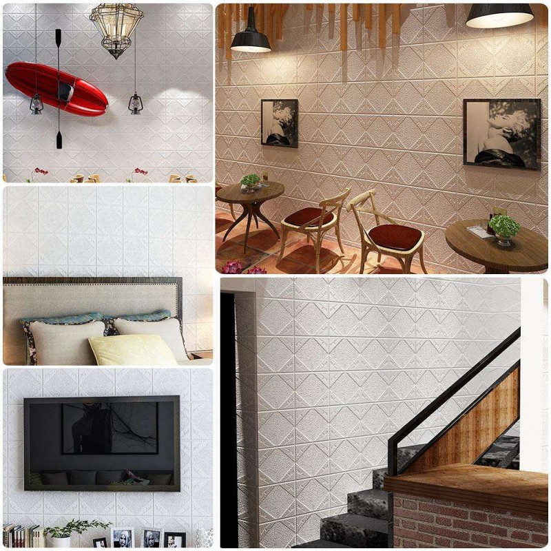 DIY Self Adhesive PE Foam 3D Wall Sticker Anti-Crash Home Decor (White)