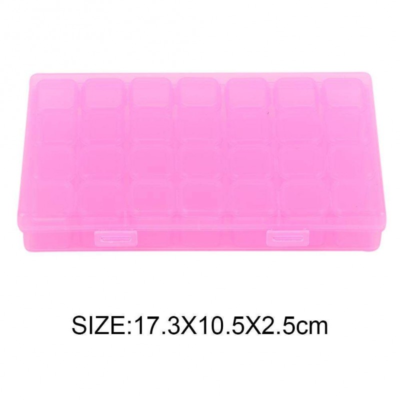 28 Grids Storage Box Plastic Nail Tools Jewelry Case Organizer Holder (Rose