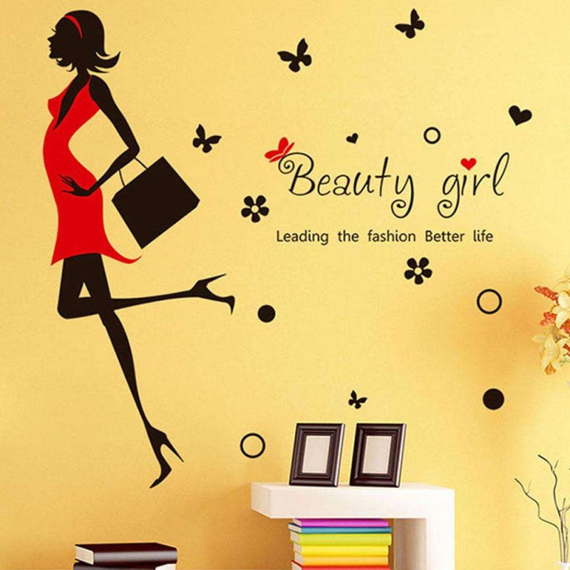 1pc Waterproof Wall Sticker Double Side Wall Paster Beauty Girl Wall Decor