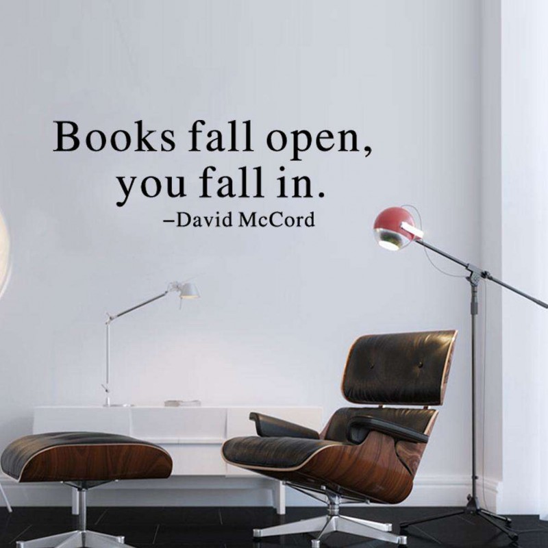 Book Quotes Letter Removable Wall Stickers Waterproof Study Library Decals