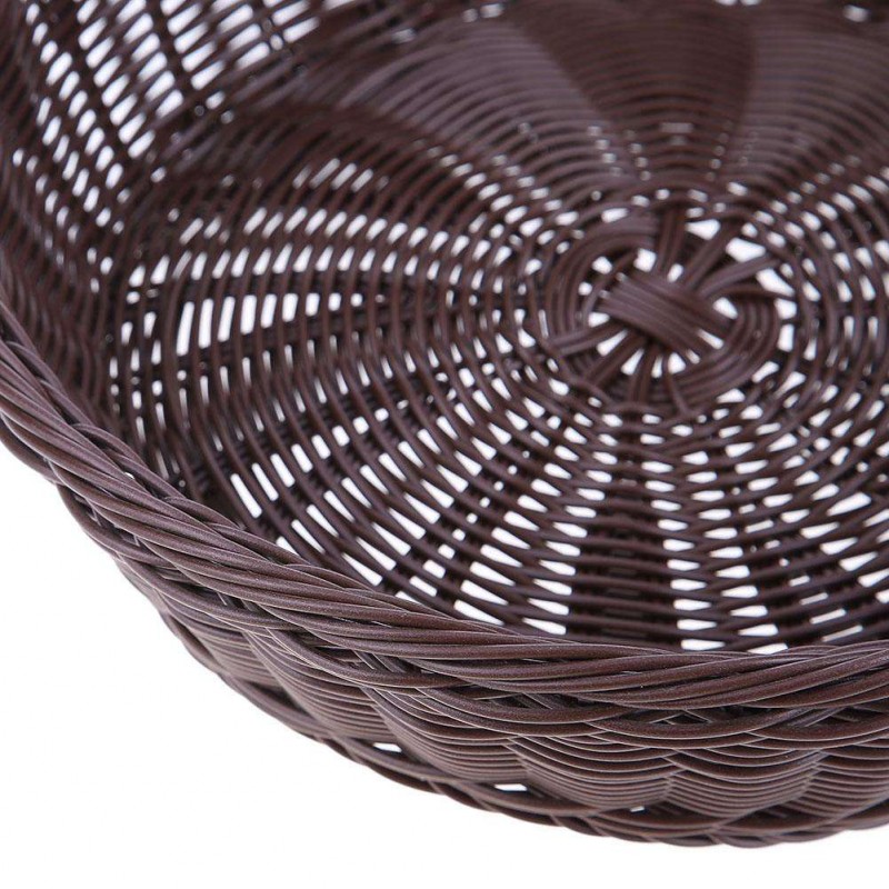 Round Woven Wicker Basket Iron Frame Imitation Rattan Food Container (S)