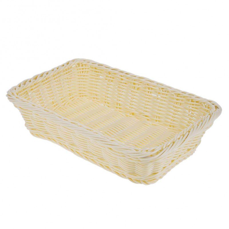 Square Woven Wicker Basket Iron Frame Imitation Rattan Bread Food Holder (S