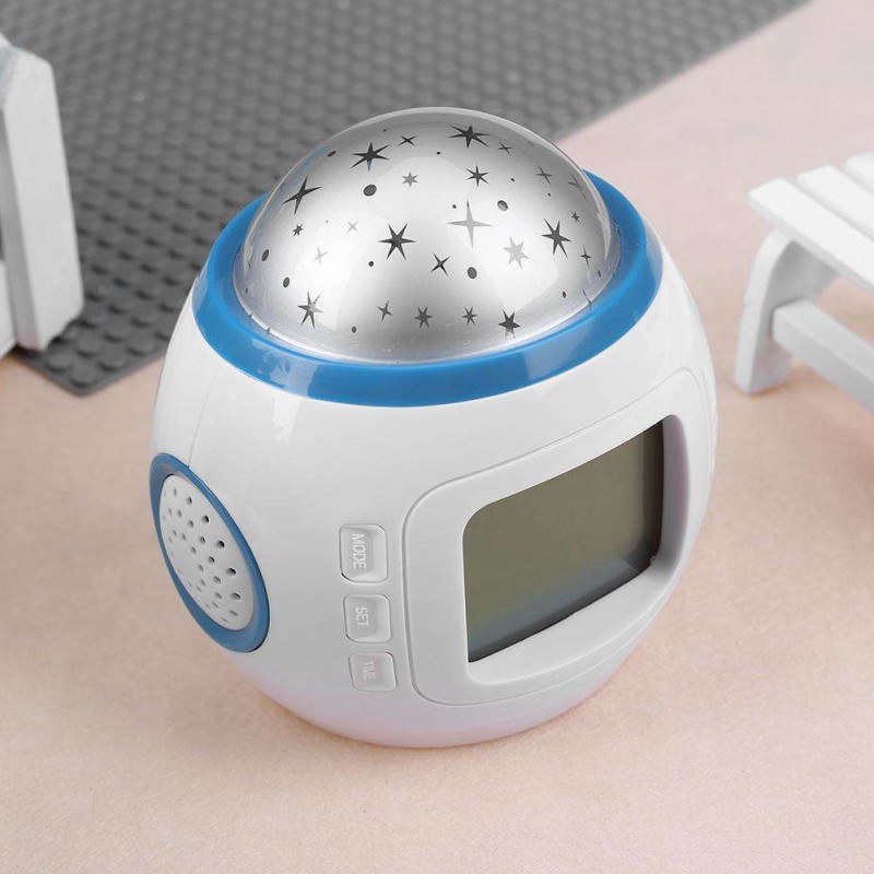 Kids Starry Sky Projection LED Music Digital Alarm Clock Calendar Time