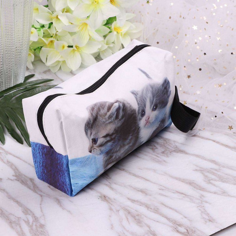 Fashion Women Waterproof 3D Cat Print Clutch Casual Makeup Bags (51181025E)