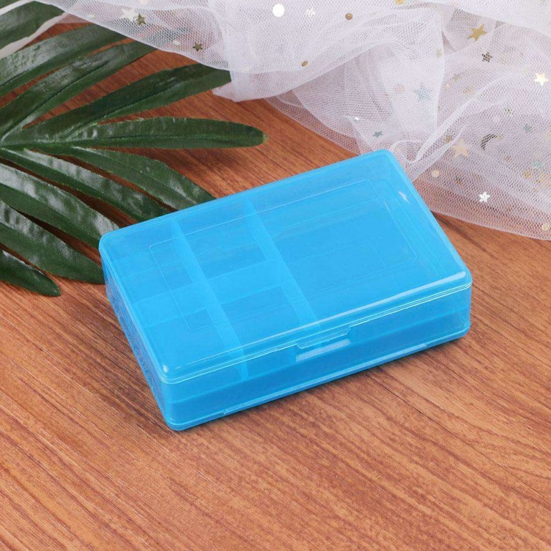 6 Grid Plastic Transparent Box Jewelry Part Fixed Case Storage Boxes (Blue