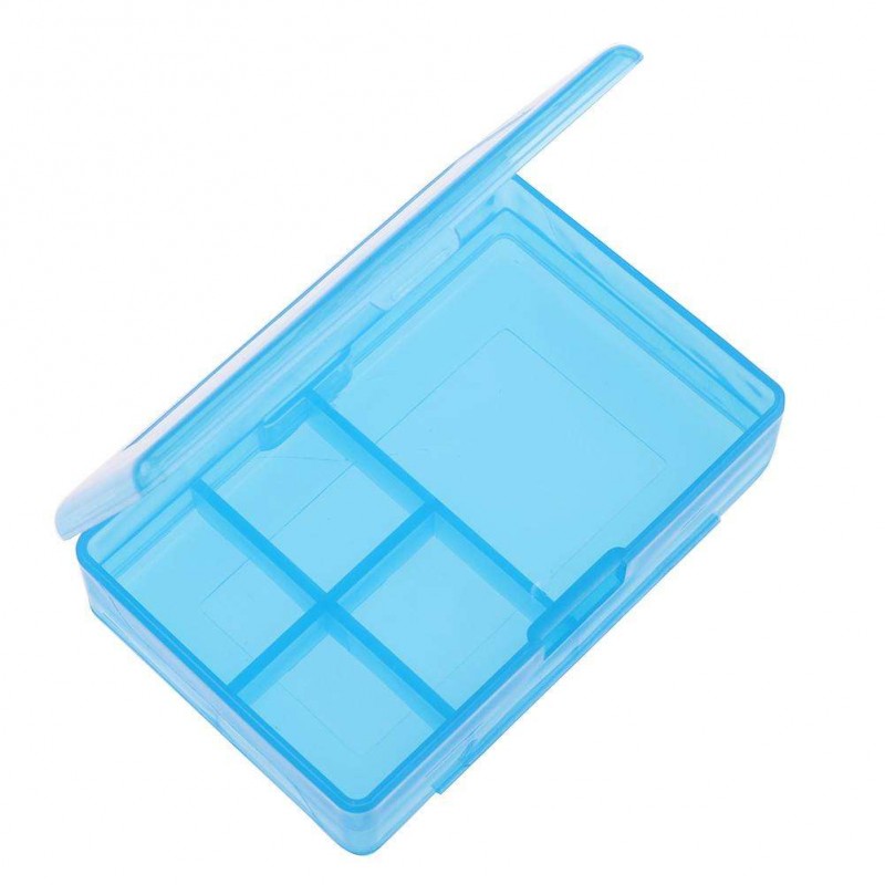 6 Grid Plastic Transparent Box Jewelry Part Fixed Case Storage Boxes (Blue