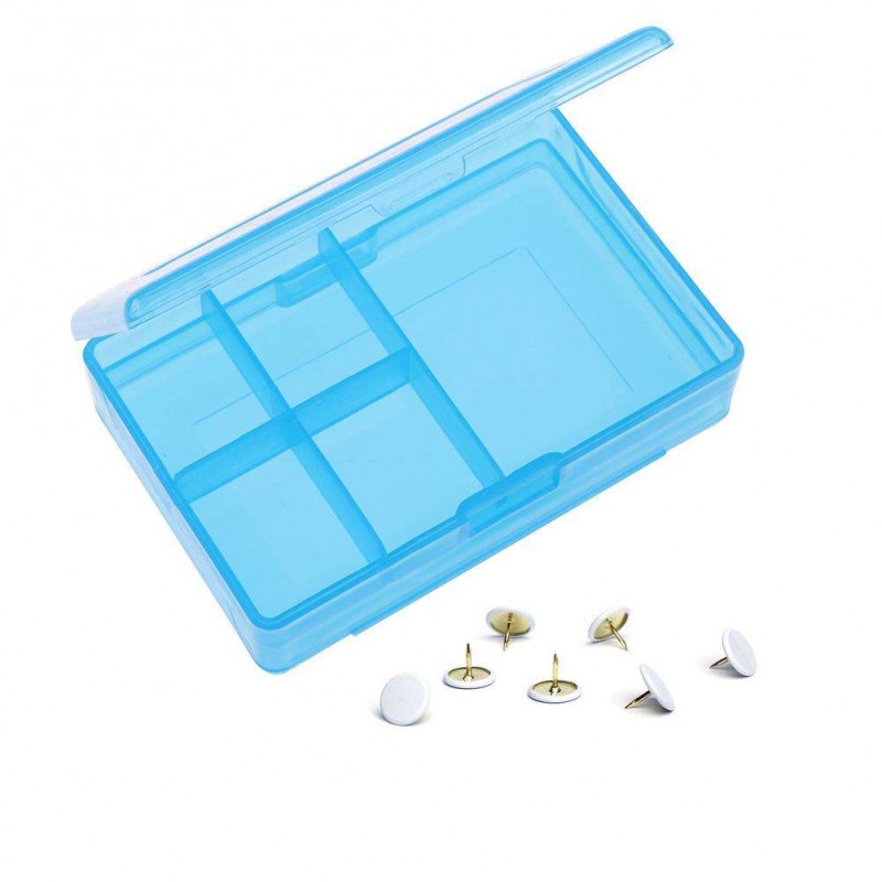 6 Grid Plastic Transparent Box Jewelry Part Fixed Case Storage Boxes (Blue