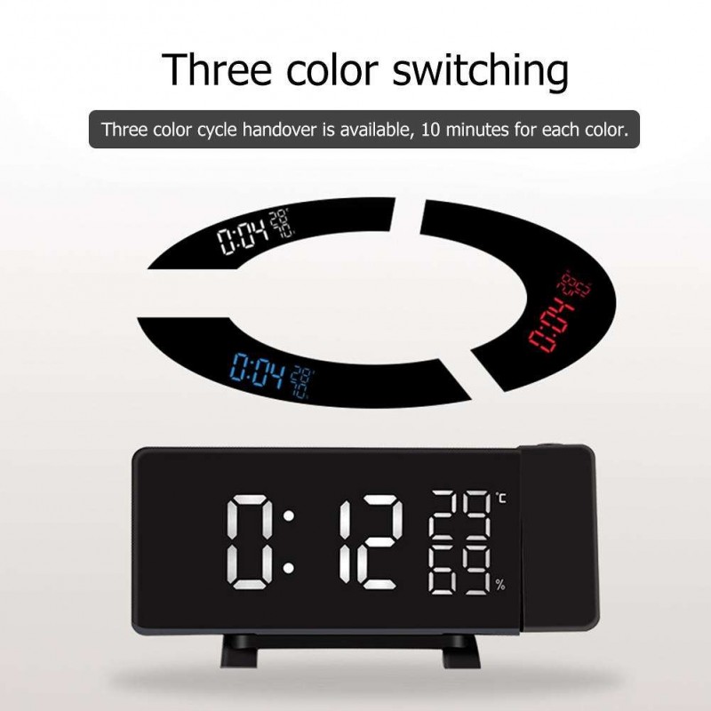 Projection Alarm Clock Digital Color LED FM Radio Alarm Projection Clock