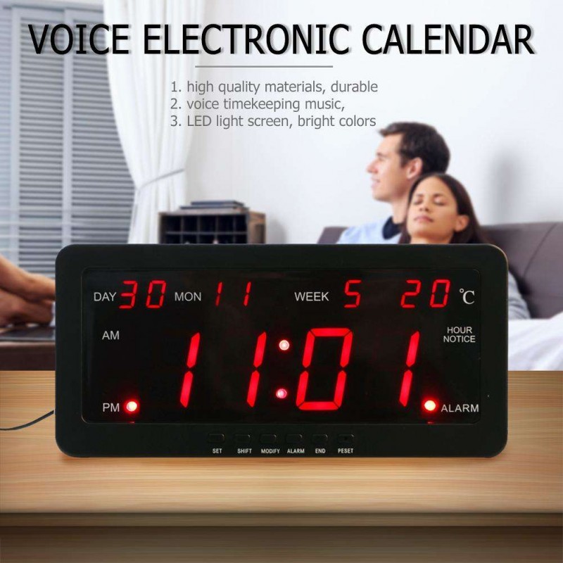 Electronic Voice Perpetual Calendar Digital Display Alarm Clock Home Decor