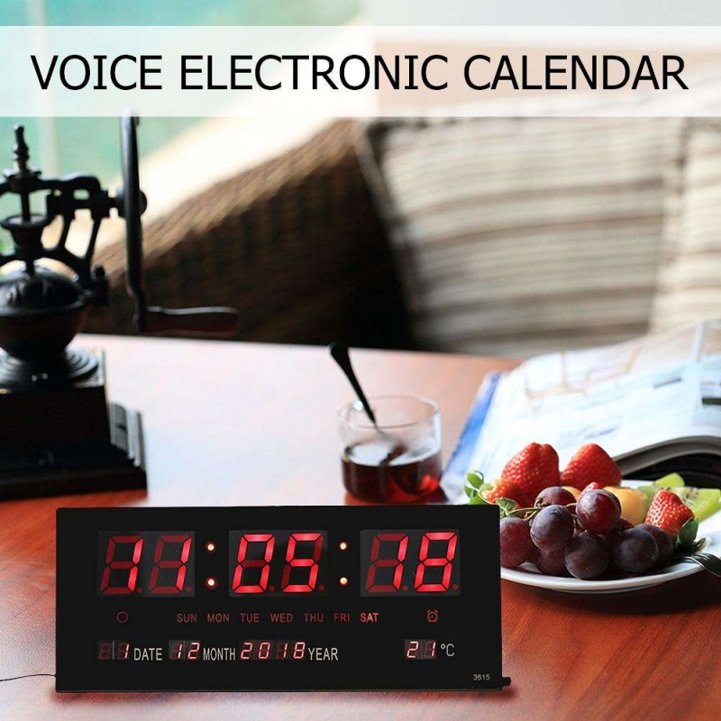 USB Digital Alarm Clock Backlight Snooze Mute Voice Calendar Desktop Clock