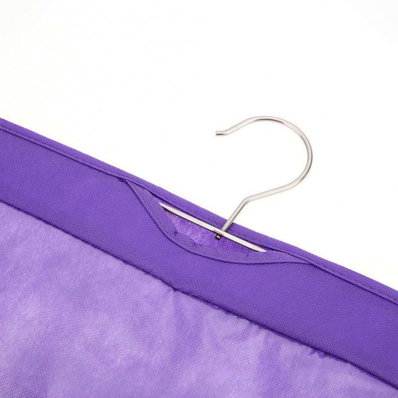 Transparent 6 Pocket Handbag Hanging Storage Bag Dust-proof Pouch (Purple)