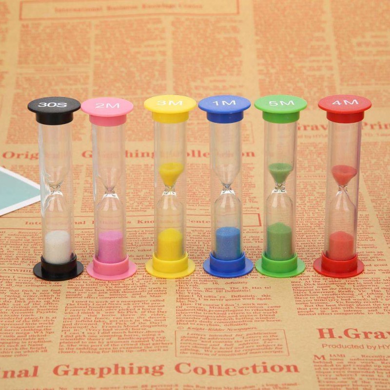 6pcs 30s/1min/2min/3min/4min/5min Hourglass Kids Toys Gift Sand Clock Timer