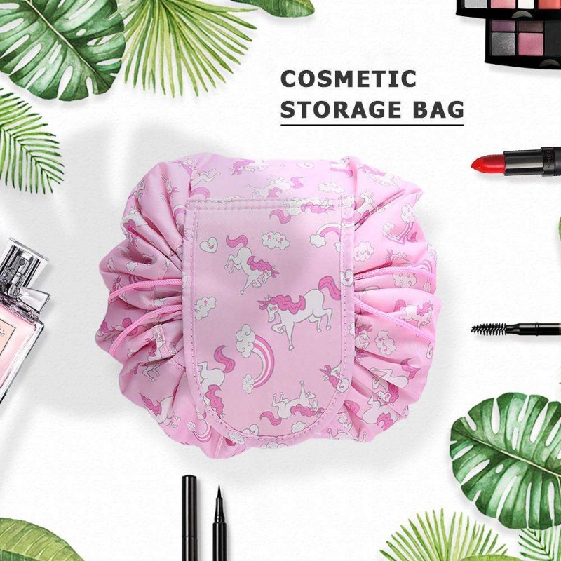 Waterproof Large-capacity Cosmetic Bag Drawstring Makeup Case Pouch (Pink)