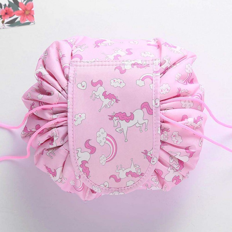 Waterproof Large-capacity Cosmetic Bag Drawstring Makeup Case Pouch (Pink)