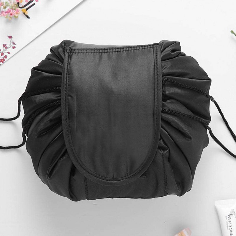 Waterproof Large Capacity Cosmetic Bag Drawstring Makeup Case Bags (Black