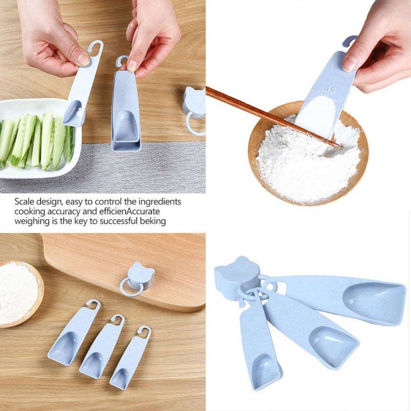 4pcs/set Milk Powder Scoops Seasonings Measuring Spoons Baking Tool (Blue)