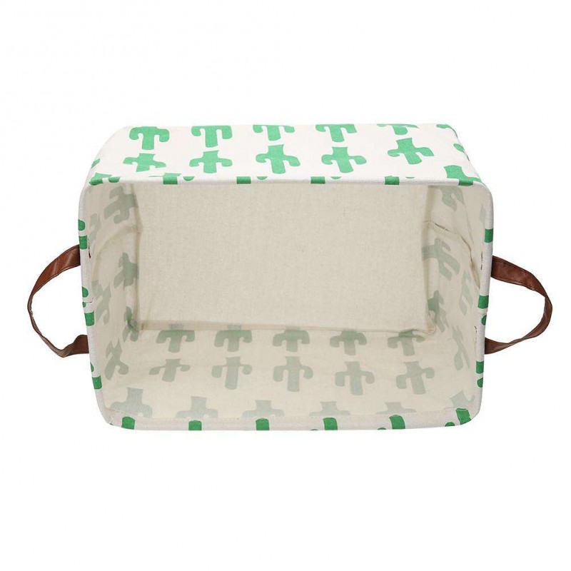 Cactus Print Folding Canvas Square Storage Basket Clothes Laundry Organizer