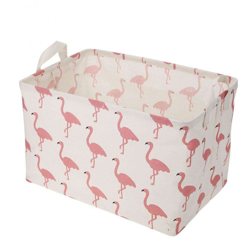 Folding Canvas Square Storage Basket Birds Printed Toys Clothes Organizer