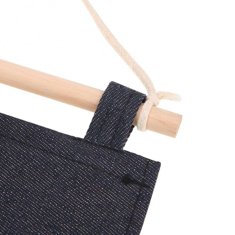 8 Pocket Cotton Linen Wall Hanging Storage Bag Wardrobe Hang Pouch (Blue)