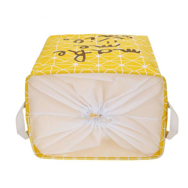 Folding Drawstring Square Storage Basket Large Toy Laundry Organizer(Yellow