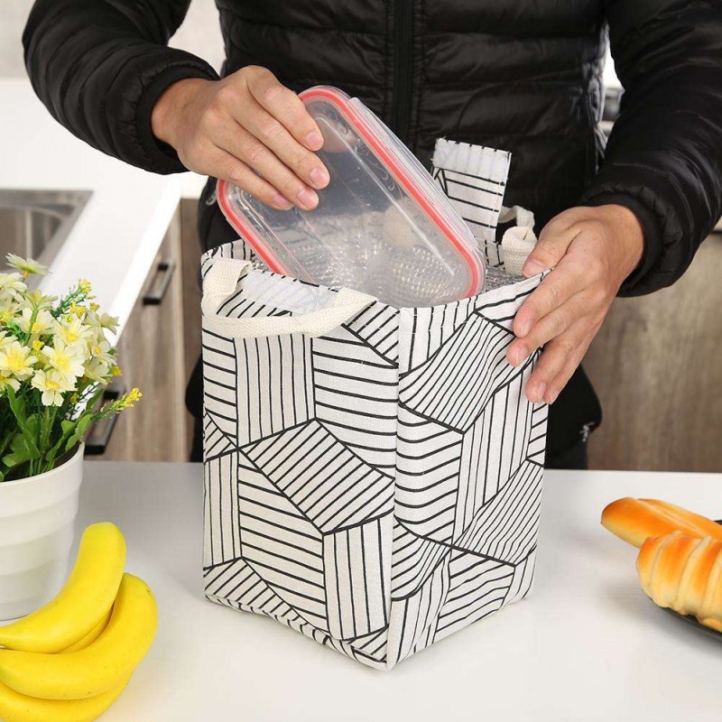 Waterproof Lunch Handbag Thermal Insulation Cold Picnic Storage Pouch(White