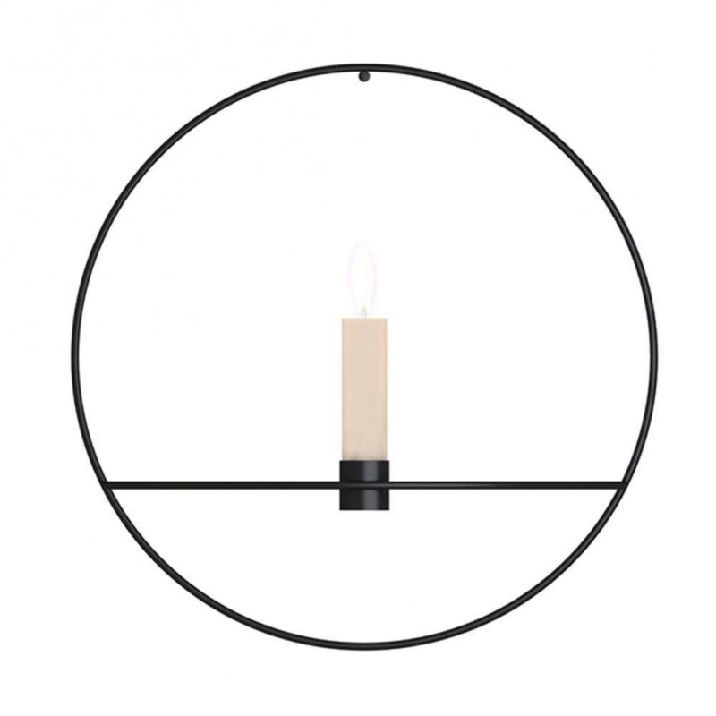 Metal Geometric Round Candle Holder Home Decor (Black Long Candlestick 29cm