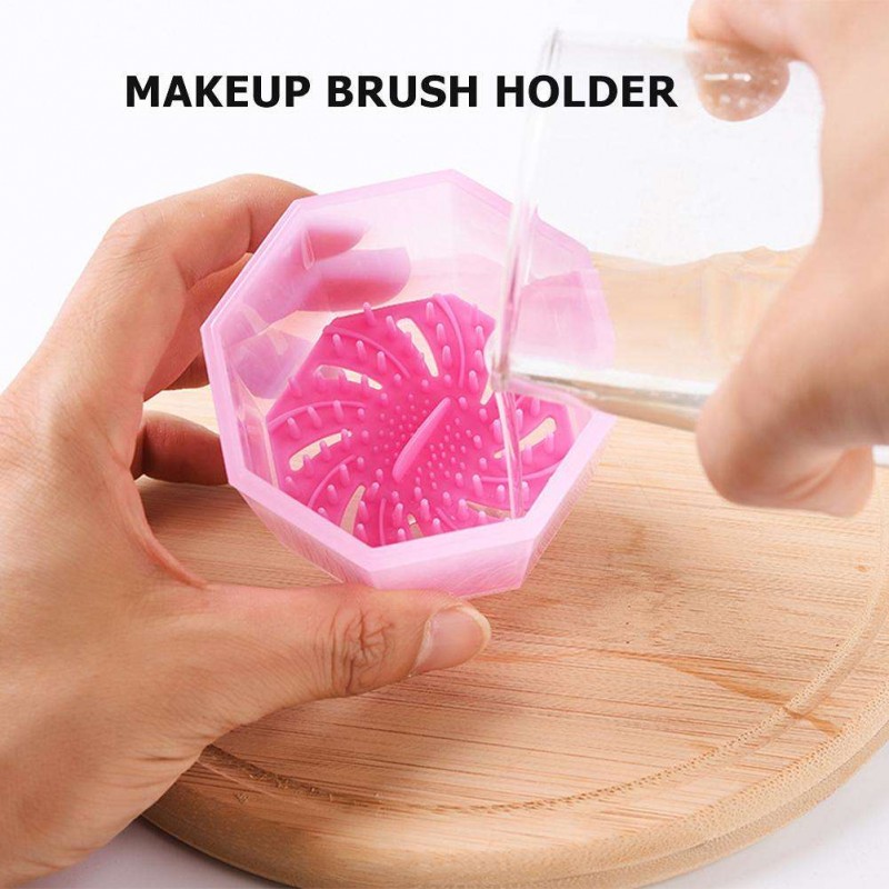 4 Holes Silicone Makeup Brush Cleaning Drying Rack Cosmetic Brushes Holder