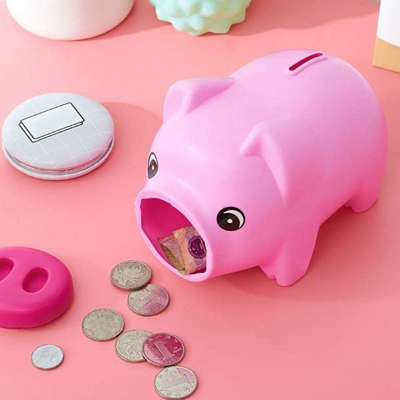 Cartoon Pig Plastic Piggy Bank Coin Money Saving Box Case Kids Gift (Red)