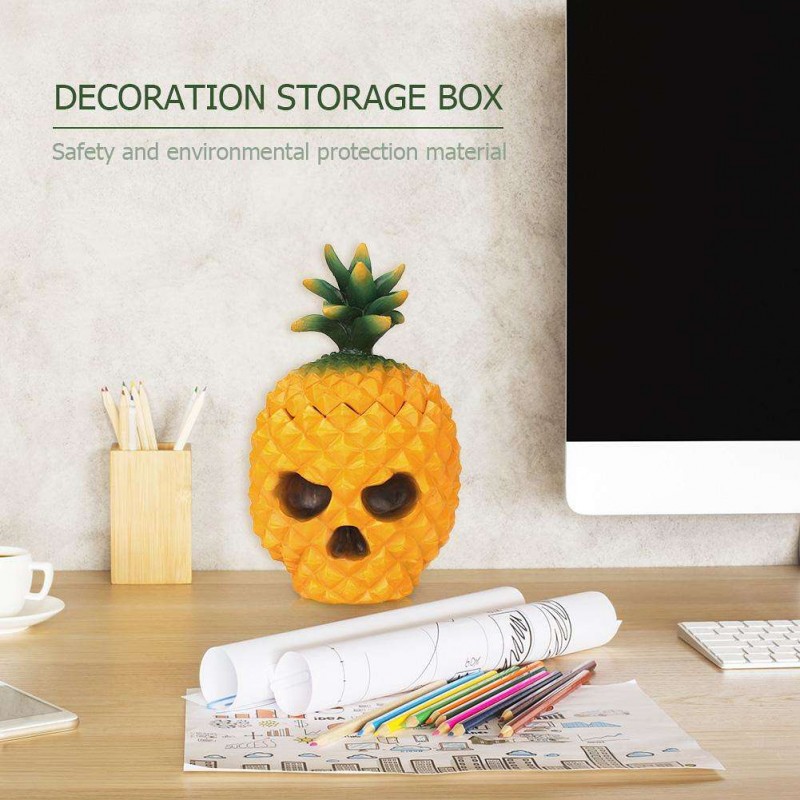 Resin Pineapple Skull Desktop Storage Box Organizer Table Decor Ornaments