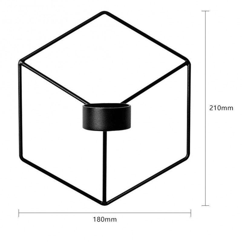 Geometric Candlestick Metal Wall Tealight Candle Holder Home Decor (Black)